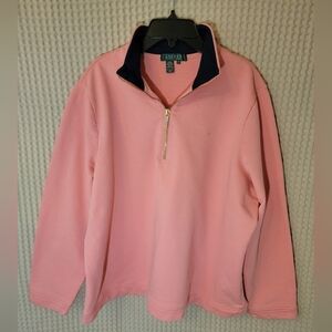 Lauren Pink and Navy Quarter-Zip Pullover